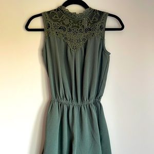 Sage Green Lace Front Romper (size xs)